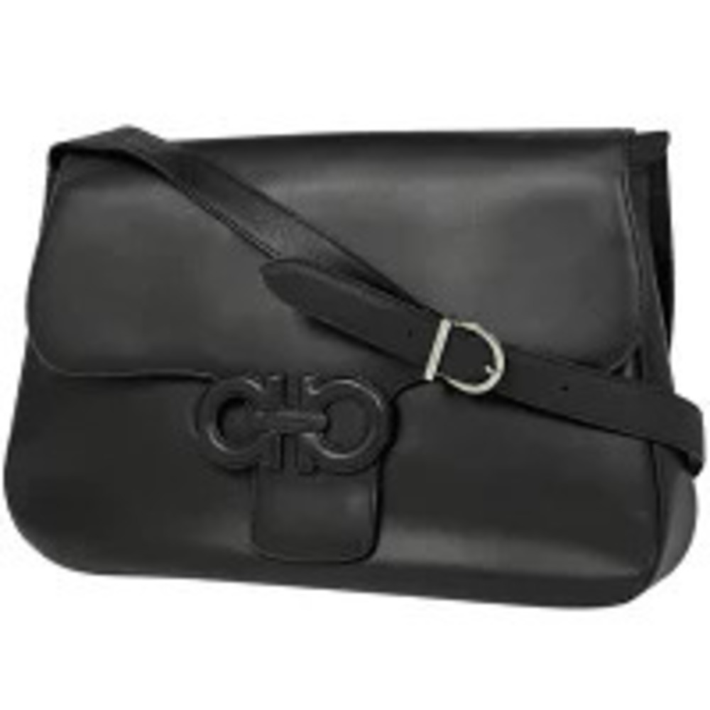 Salvatore Ferragamo Gancini Shoulder Bag Crossbody Leather Black